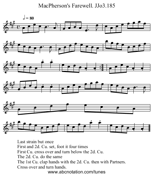 MacPherson's Farewell. JJo3.185 - staff notation