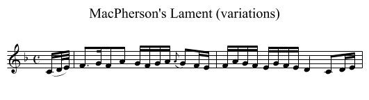 MacPherson's Lament (variations) - staff notation