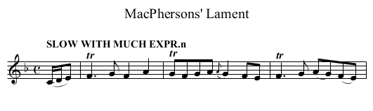 MacPhersons' Lament - staff notation