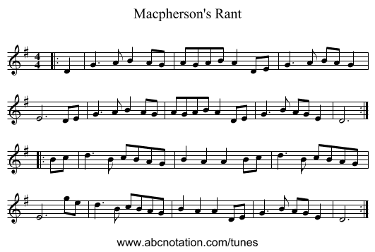 Macpherson's Rant - staff notation