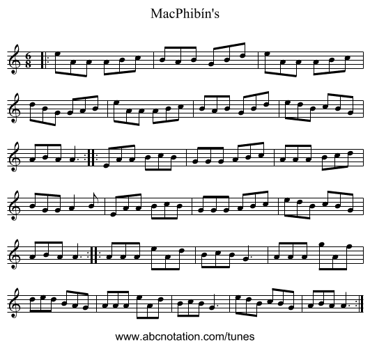 MacPhibín's - staff notation