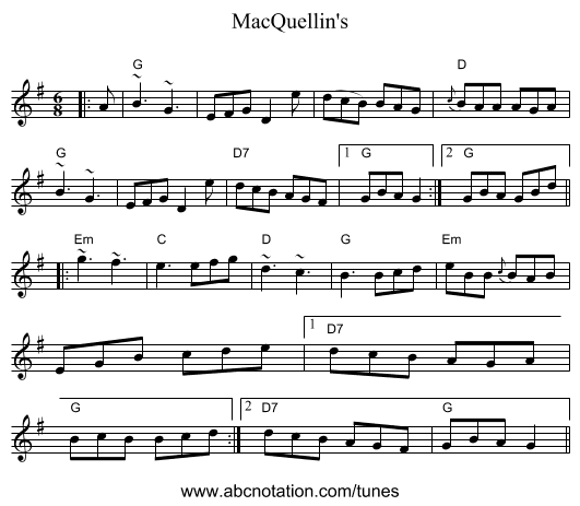MacQuellin's - staff notation