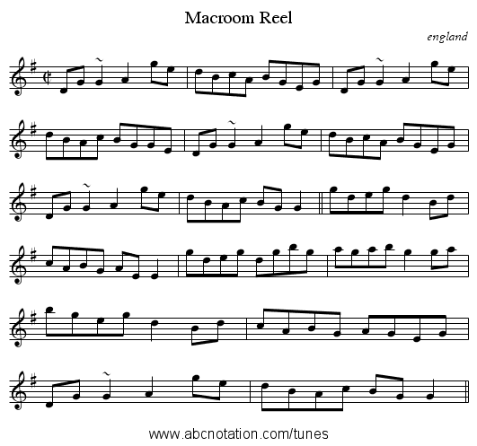 Macroom Reel - staff notation