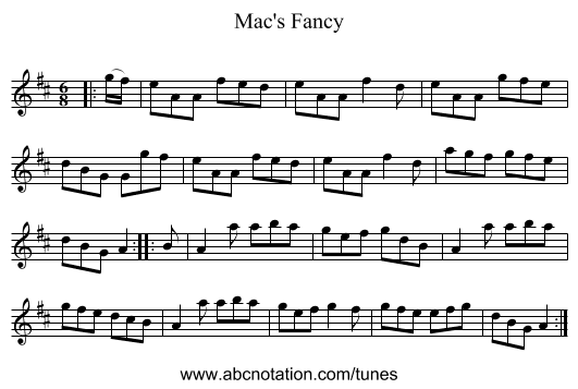 Mac's Fancy - staff notation