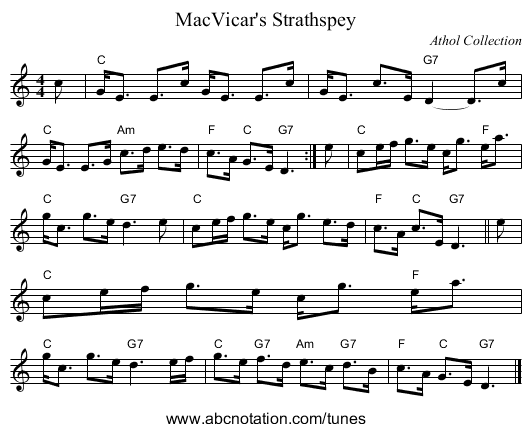 MacVicar's Strathspey - staff notation