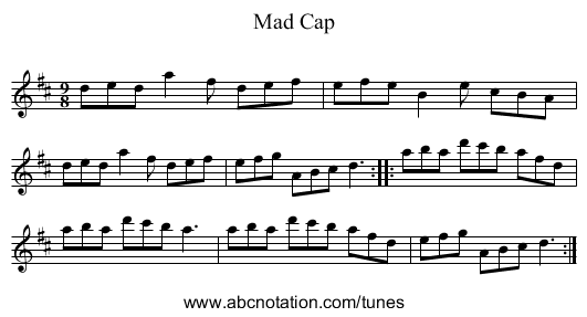Mad Cap - staff notation