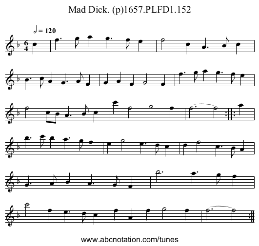 Mad Dick. (p)1657.PLFD1.152 - staff notation