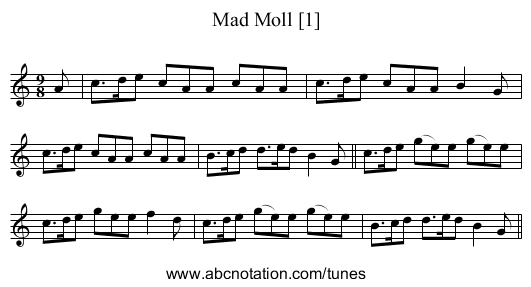 Mad Moll [1] - staff notation
