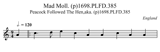 Mad Moll. (p)1698.PLFD.385 - staff notation