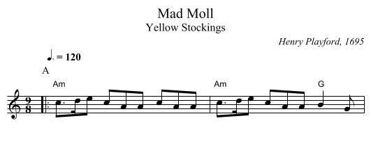 Mad Moll - staff notation
