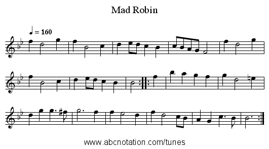 Mad Robin - staff notation