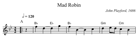Mad Robin - staff notation