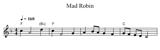Mad Robin - staff notation