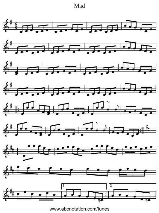 Mad - staff notation