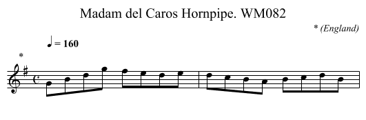 Madam del Caros Hornpipe. WM082 - staff notation