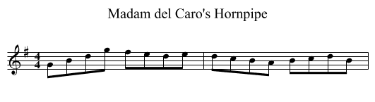 Madam del Caro's Hornpipe - staff notation