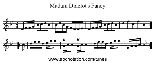 Madam Didelot's Fancy - staff notation