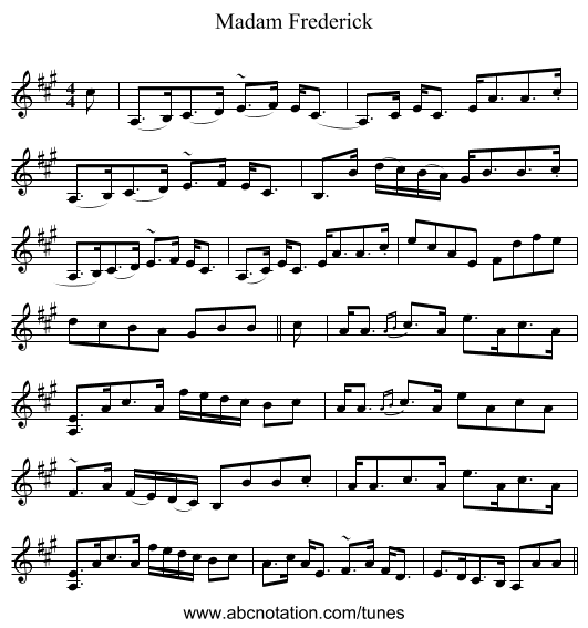 Madam Frederick - staff notation