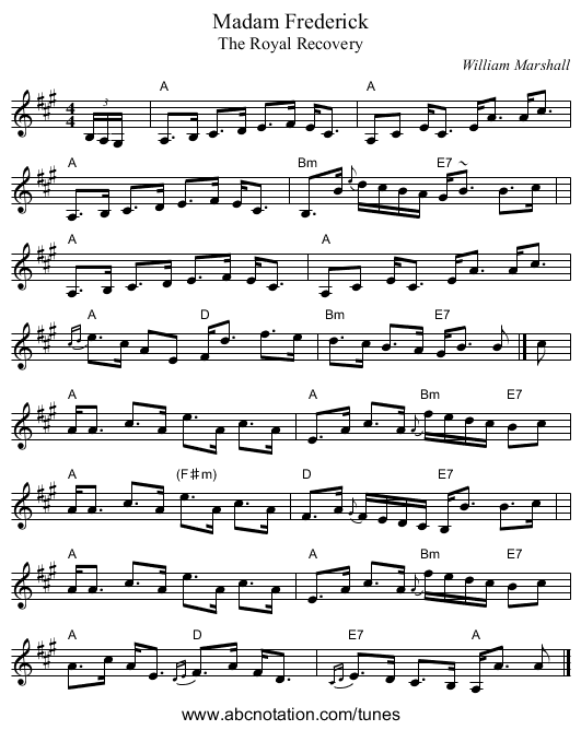 Madam Frederick - staff notation