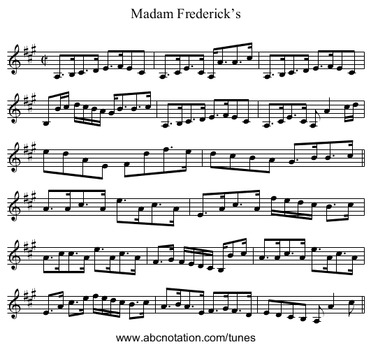 Madam Frederick’s - staff notation