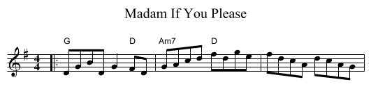 Madam If You Please - staff notation