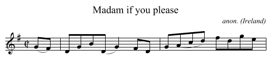 Madam if you please - staff notation