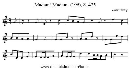 Madam! Madam! (196), S. 425 - staff notation