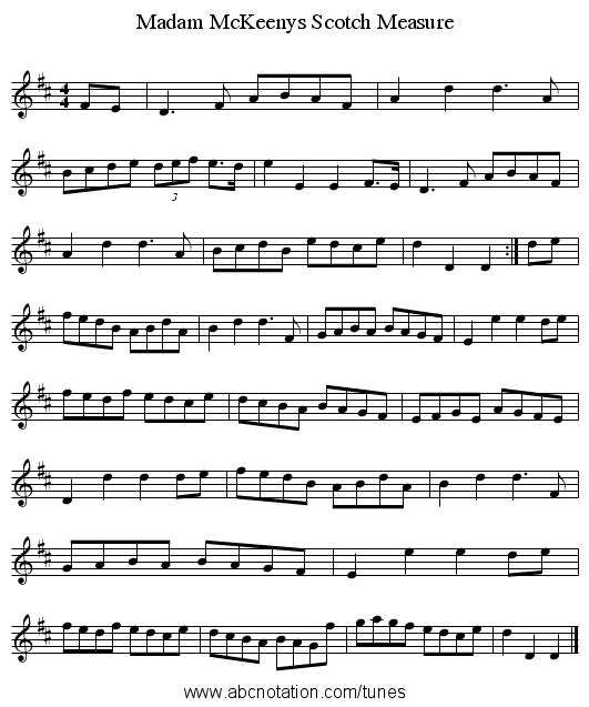Madam McKeenys Scotch Measure - staff notation
