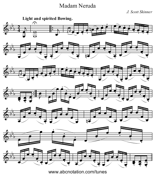 Madam Neruda - staff notation