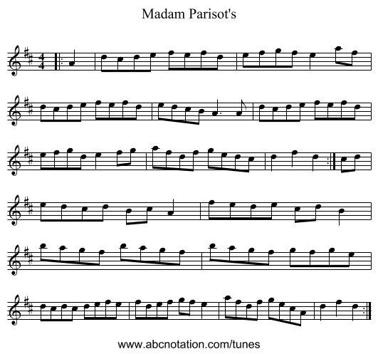 Madam Parisot's - staff notation