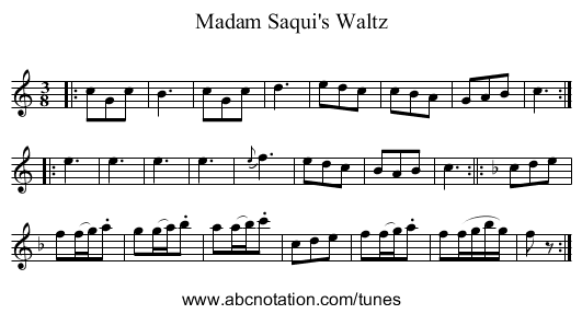 Madam Saqui's Waltz - staff notation