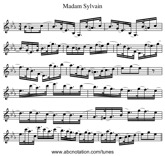 Madam Sylvain - staff notation