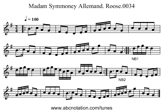 Madam Symmoney Allemand. Roose.0034 - staff notation
