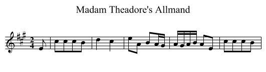 Madam Theadore's Allmand - staff notation