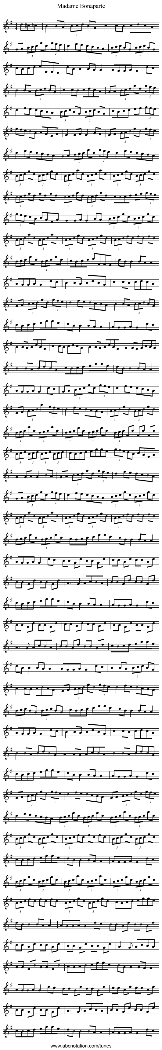 Madame Bonaparte - staff notation