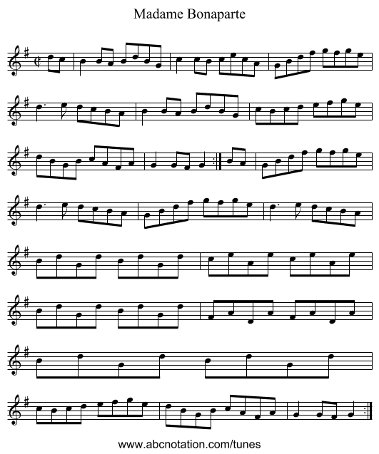Madame Bonaparte - staff notation