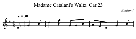 Madame Catalani's Waltz. Car.23 - staff notation