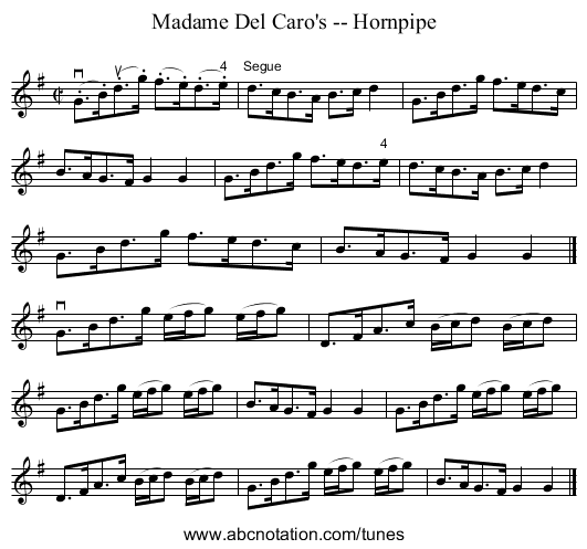 Madame Del Caro's -- Hornpipe - staff notation