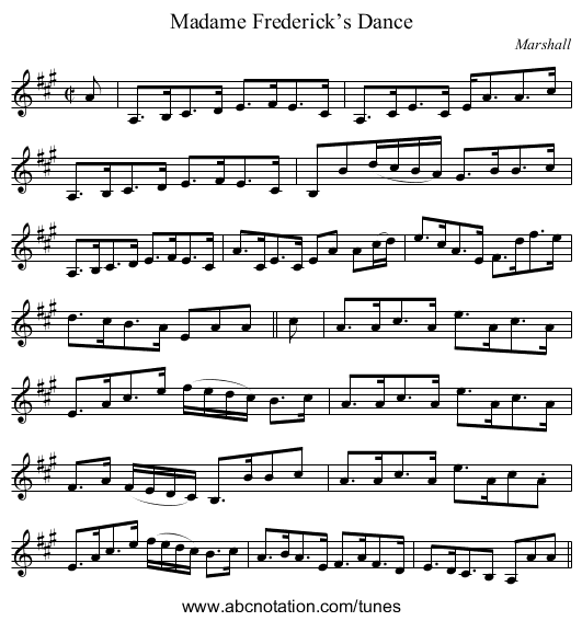 Madame Frederick’s Dance - staff notation