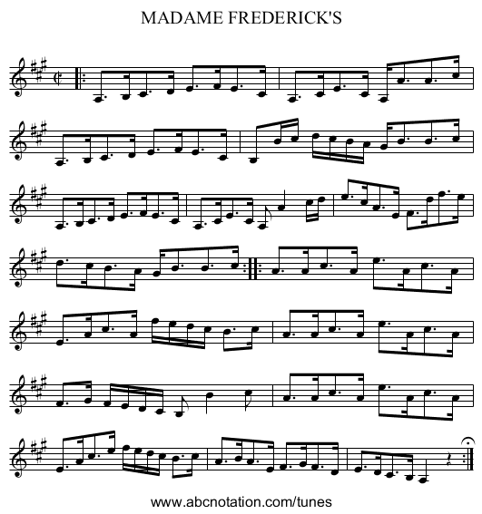 MADAME FREDERICK'S - staff notation