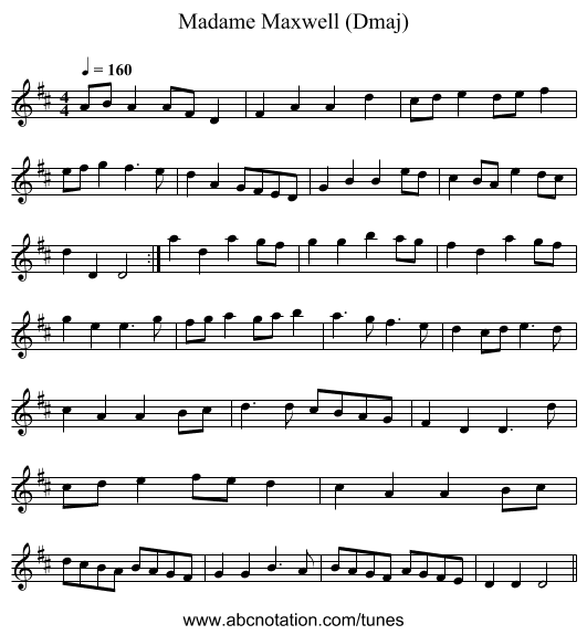 Madame Maxwell (Dmaj) - staff notation
