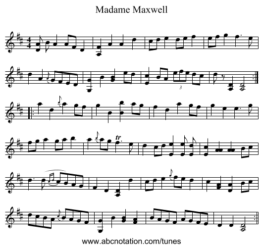 Madame Maxwell - staff notation