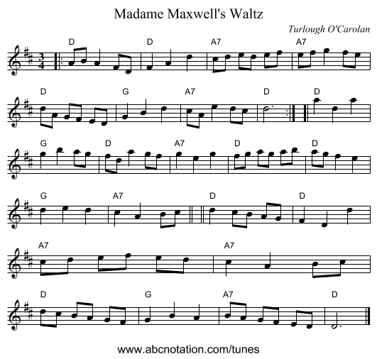 Madame Maxwell's Waltz - staff notation