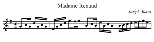 Madame Renaud - staff notation