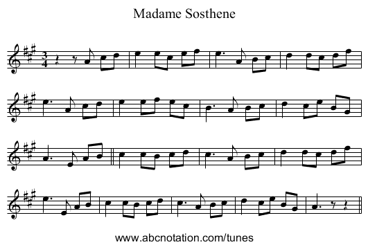 Madame Sosthene - staff notation