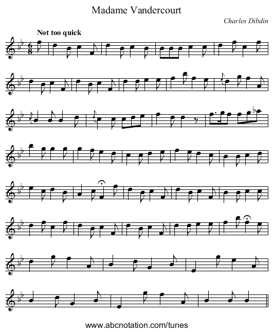 Madame Vandercourt - staff notation