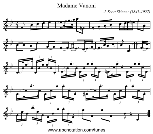 Madame Vanoni - staff notation