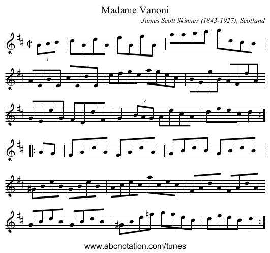 Madame Vanoni - staff notation