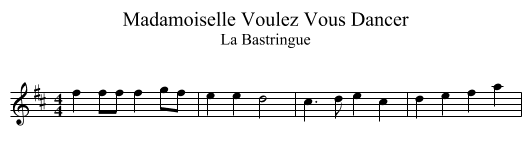 Madamoiselle Voulez Vous Dancer - staff notation