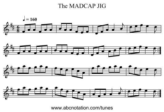 MADCAP JIG, The - staff notation